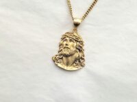 18k 14k gold jesus nekclace men, jesus pendant, mens necklace...