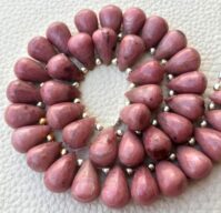 4 Matched Pair, NATURAL PINK JASPER Smooth Drops Shape Briolettes,...