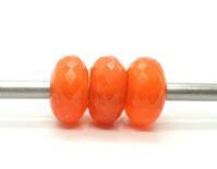 4Pc,Natural Orange Jade Gemstone,European Style Faceted Large Hole Beads,Rondelle Orange...
