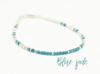 Blue Malaysian Jade and Sterling silver beads bracelet.Teal Color Bracelet