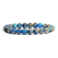 Blue Sea Sediment Jasper Gemstone 8mm Round Beads Stretch Bracelet