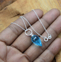 Cut Blue Quartz 925 Sterling Silver Gemstone Jewelry Pendant w/...