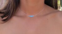Opal necklace, opal ball necklace, opal silver necklace, tiny dot...