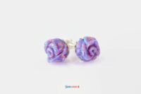 Opal Stud Earrings / Lilac Purple Earring / Rose Flower...
