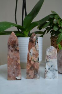 Pink Amethyst and Jasper obelisks from Brazil