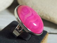 Pink Veins Agate ring, Pink stone ring, cocktail ring, Natural...