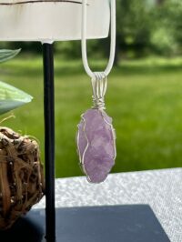 Raw Pink Kyanite Gemstone Crystal Handmade/Hand Wrapped Necklace- Alleviates Stress...