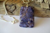 Sea Sediment Jasper Rectangular Purple Pendant, Sea Jasper Gemstone Jewellery,...