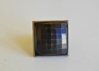 Square vintage Mood ring. Brass backing and band. Faceted face...