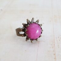 Vintage Dusky Pink Jade Ring in Antique Bronze, Adjustable Ring,...