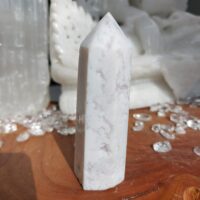 White Agate Obelisk with Druzys