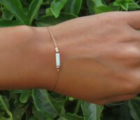 White Opal bracelet, opal bead bracelet, opal rose gold bracelet,...
